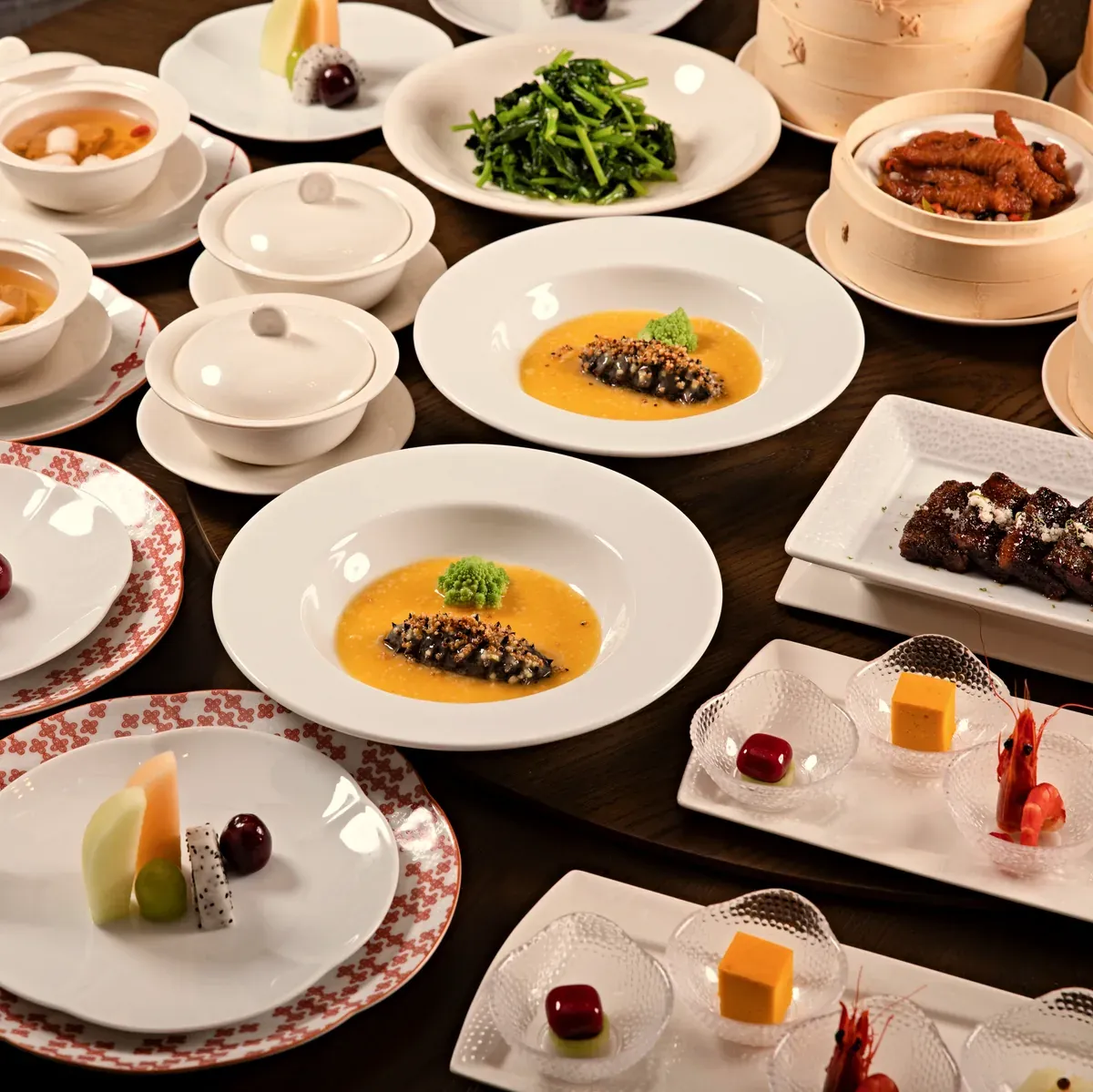 Dishes for the table, on the lazy susan