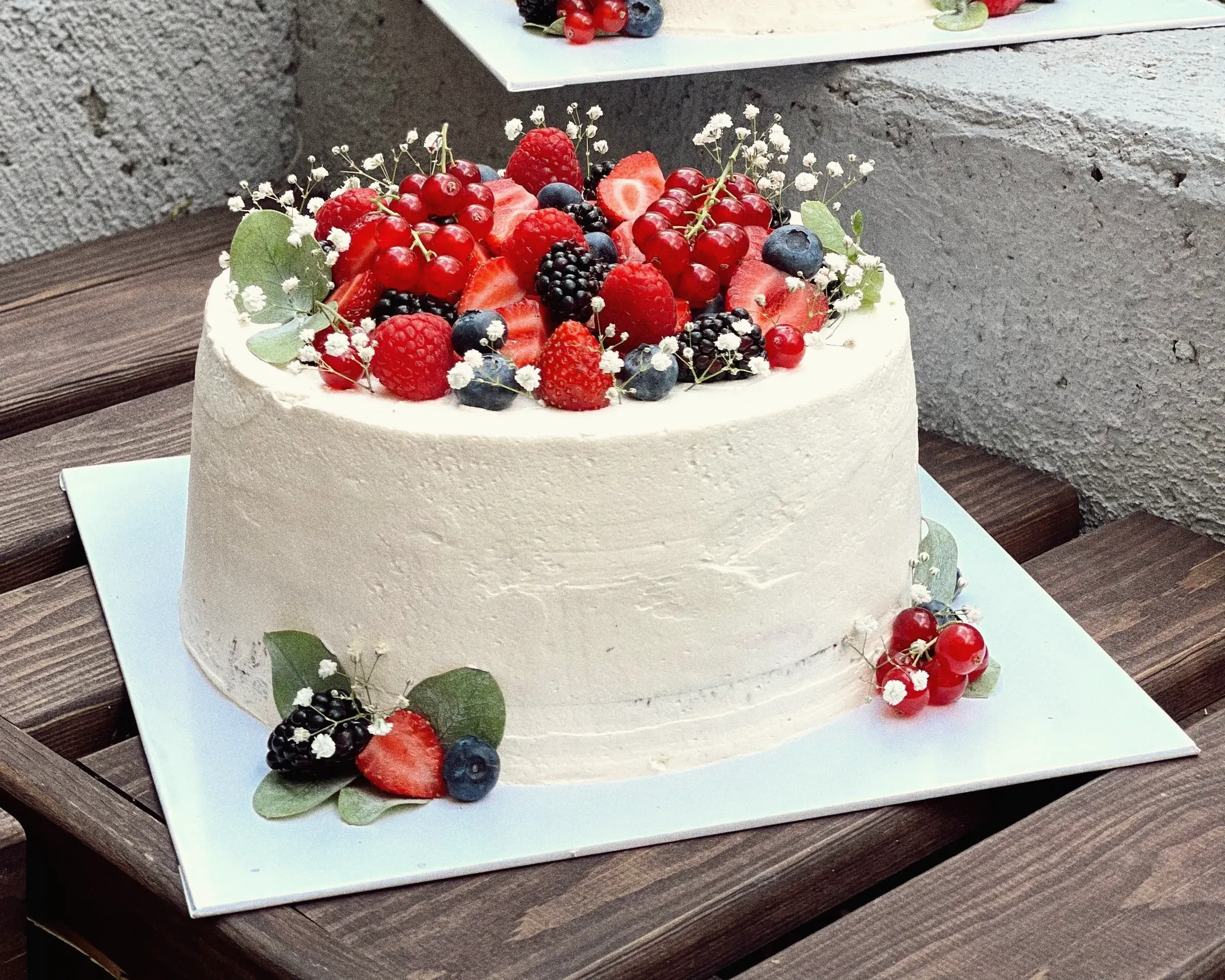 A cream cake crowned with fresh berries