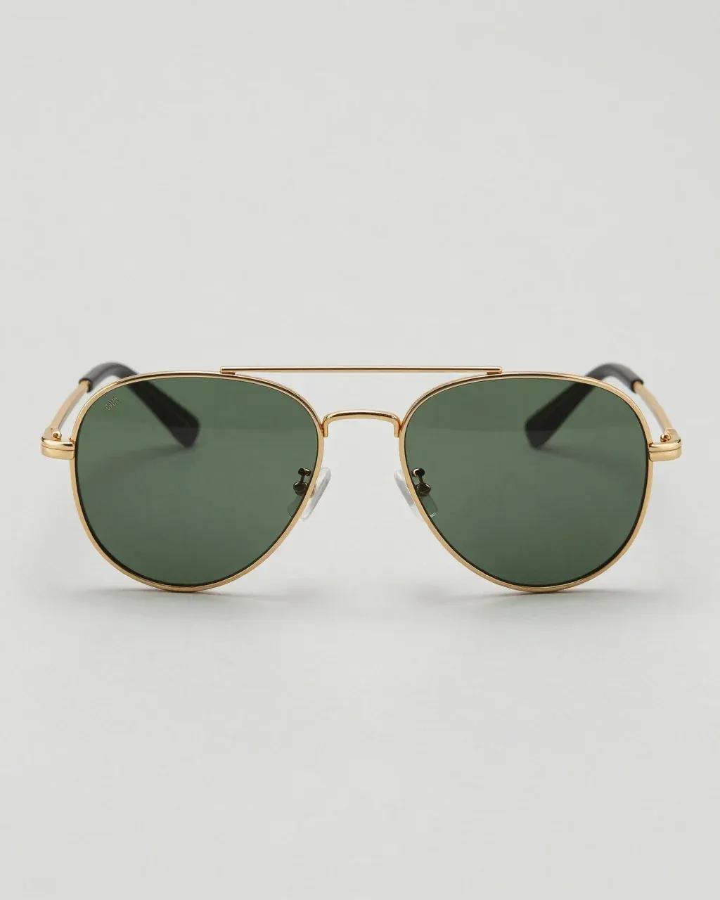 ZENITH: gold titanium aviator sunglasses with green lenses